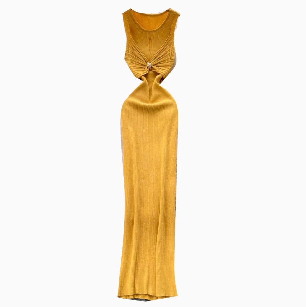 Premium Sleeveless Knotted Knit Dress