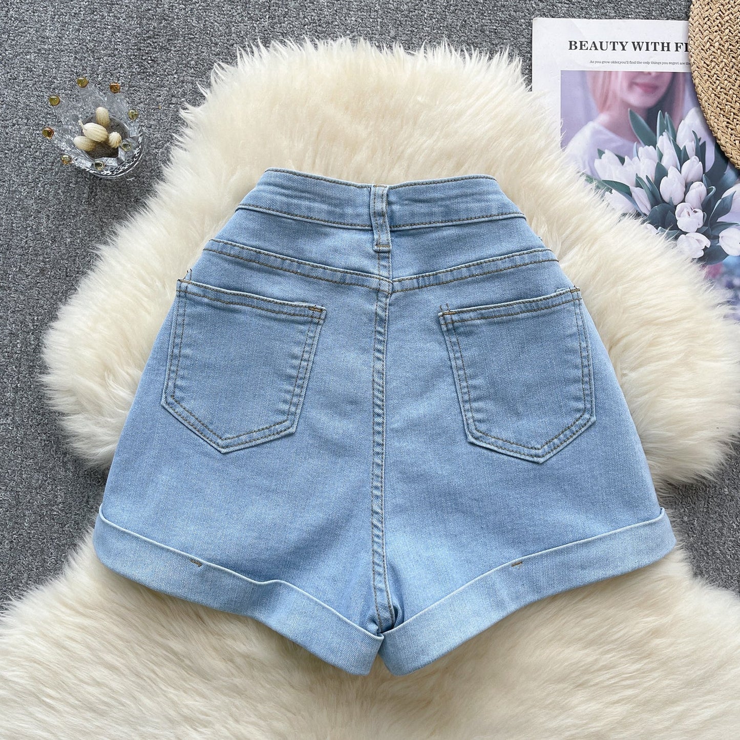 Vintage Raw-Hem High-Waist Shorts