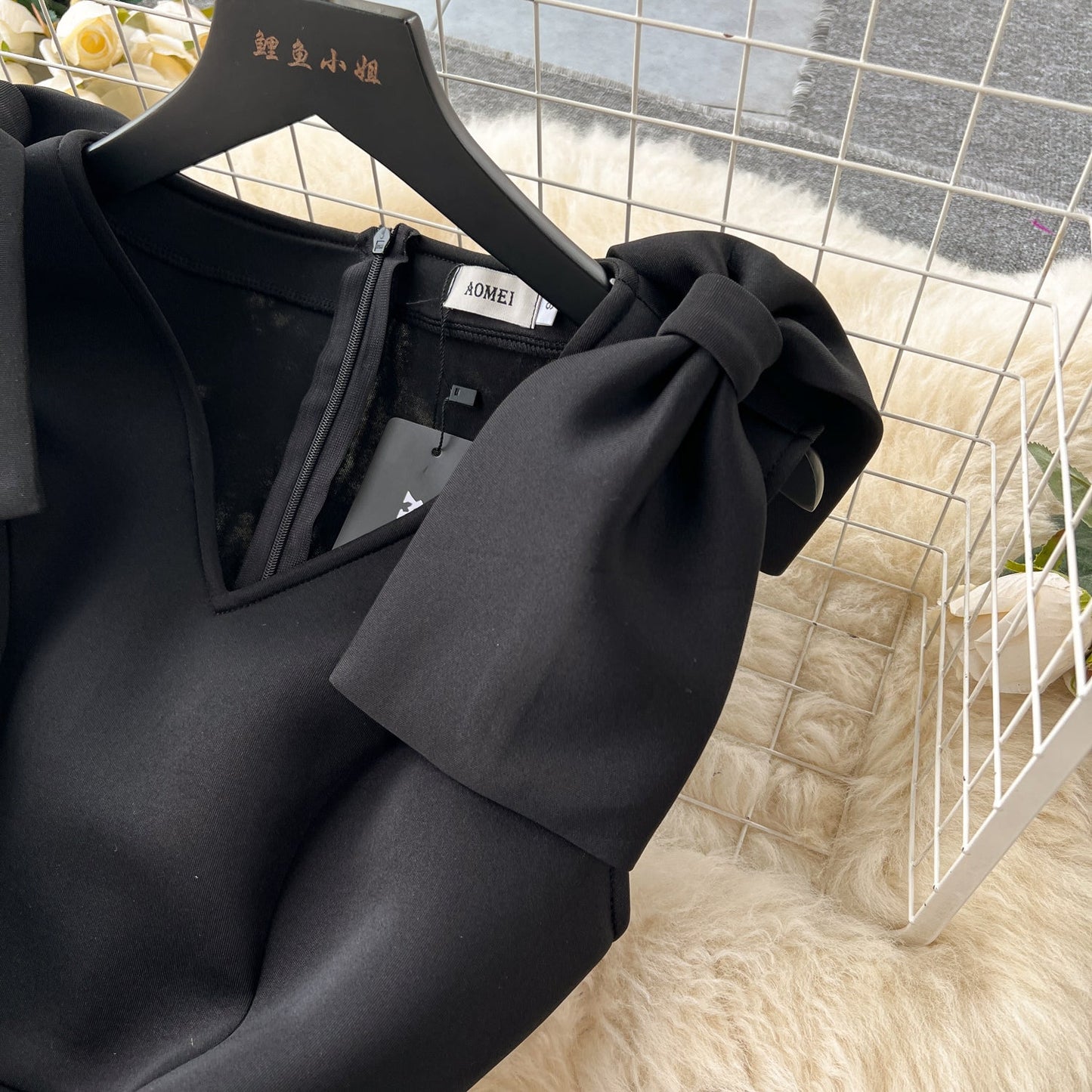 Elegant Black V-neck Dress