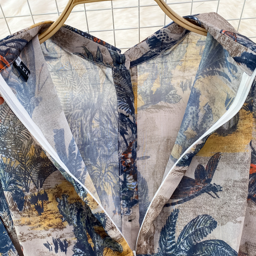 Indigo Painting A-line Maxi Dress
