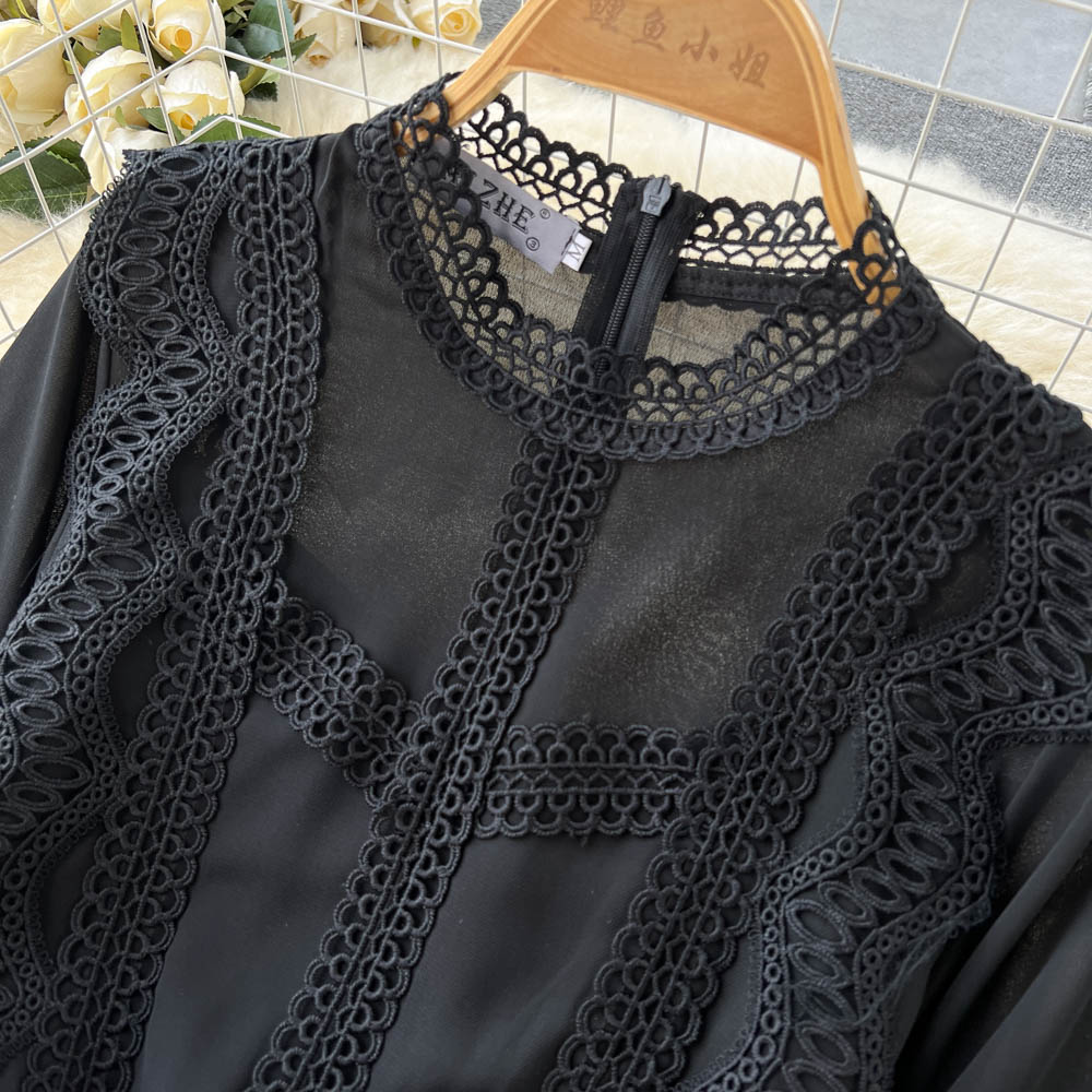 Parisian Lace Panel Black Dress