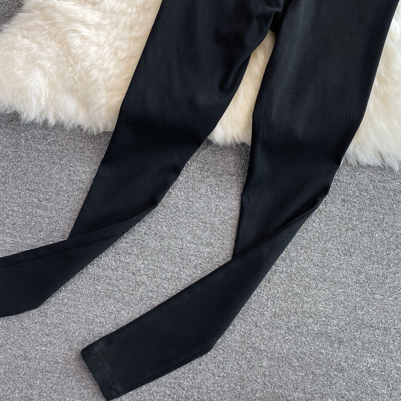 Tailored Sleeveless Vest & High-Waisted Stretch Trousers Set