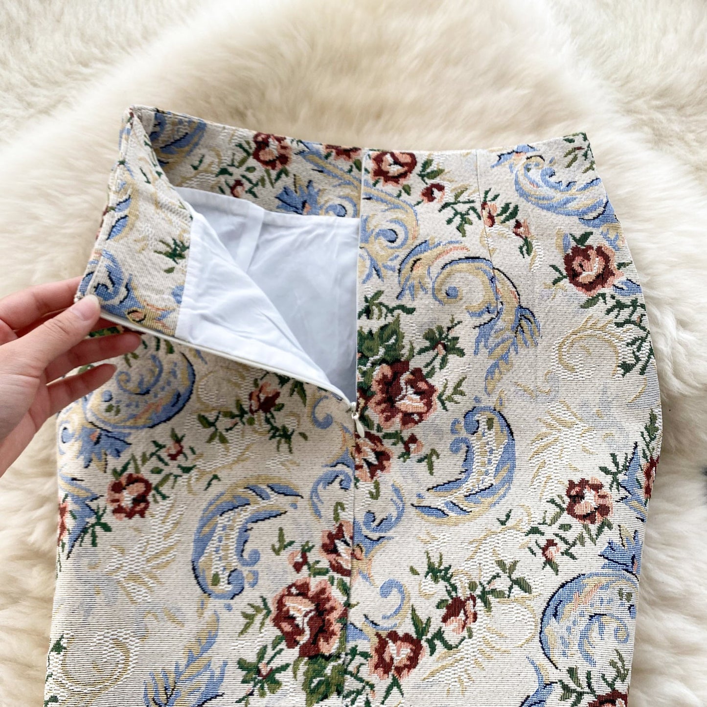 Baroque Bloom Jacquard A-Line Skirt
