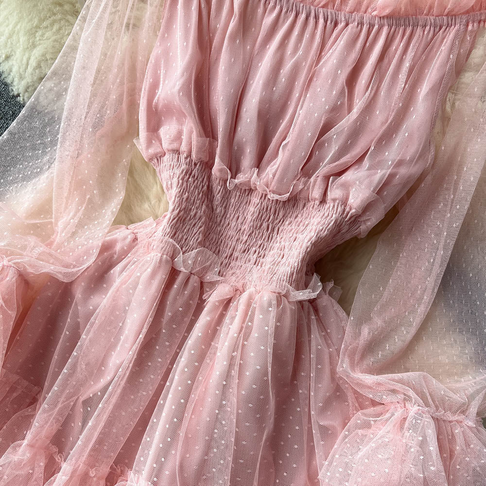 Ruffled Tulle Maxi Dress