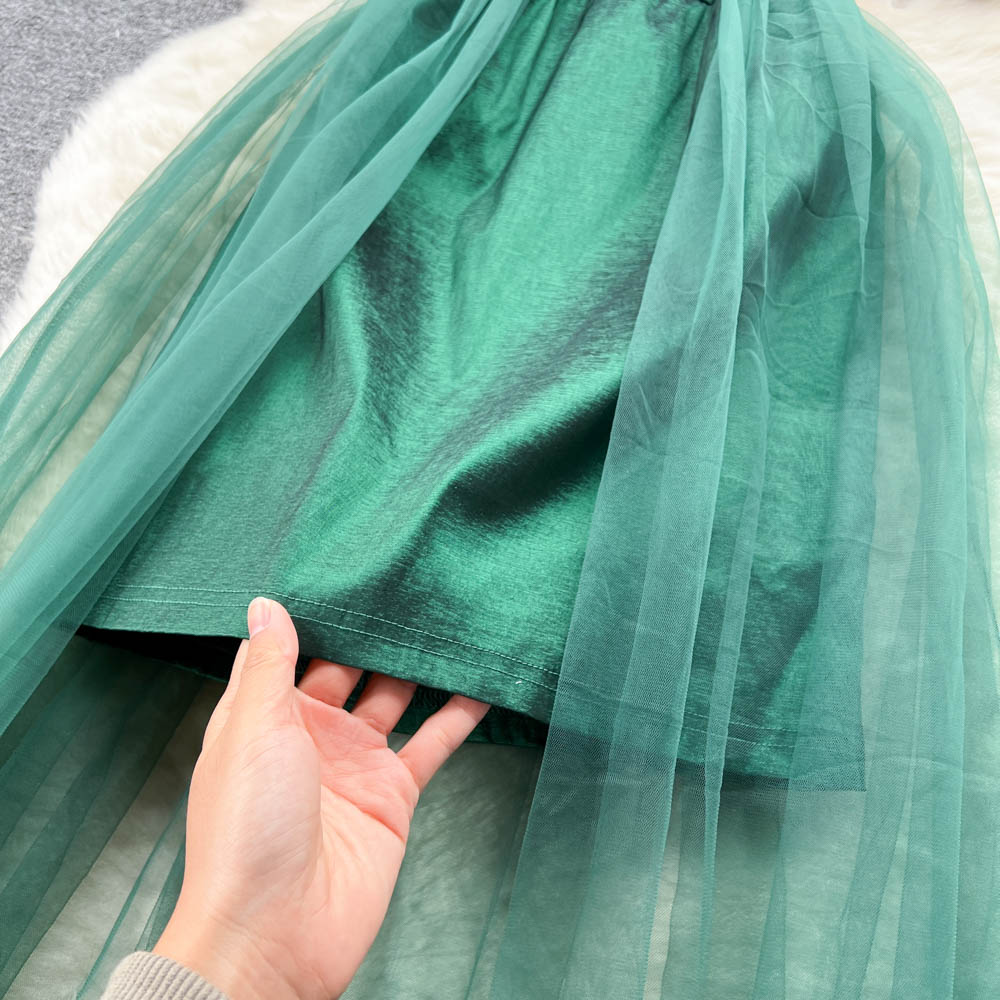 Enchanted Puff-Sleeve Mesh Dress