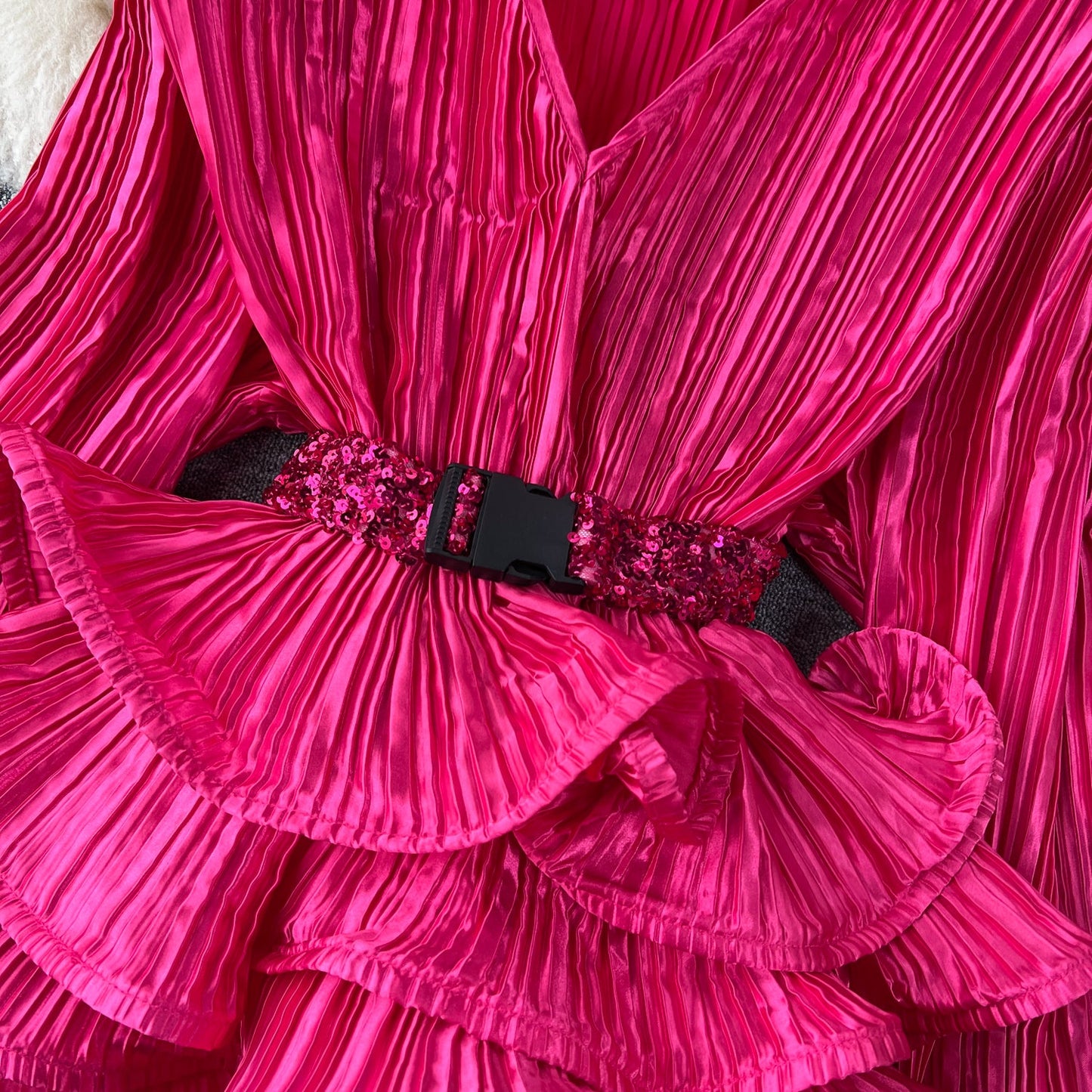 Glam Ruffle Blouse & Sequin Skirt Ensemble
