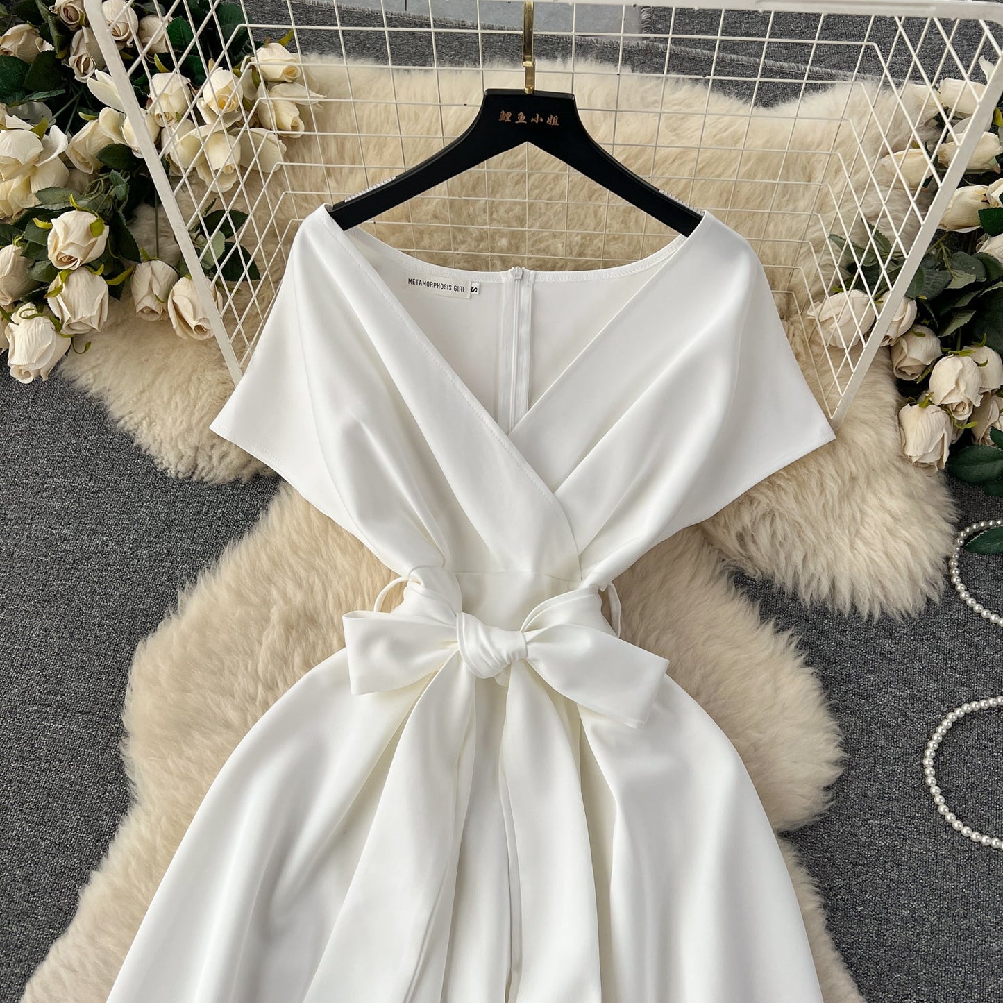 Solid Color Formal Lace-up Dress