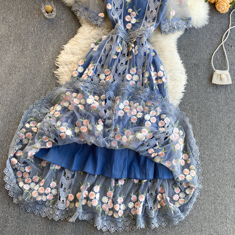 Floral Embroidered Maxi Summer Dress