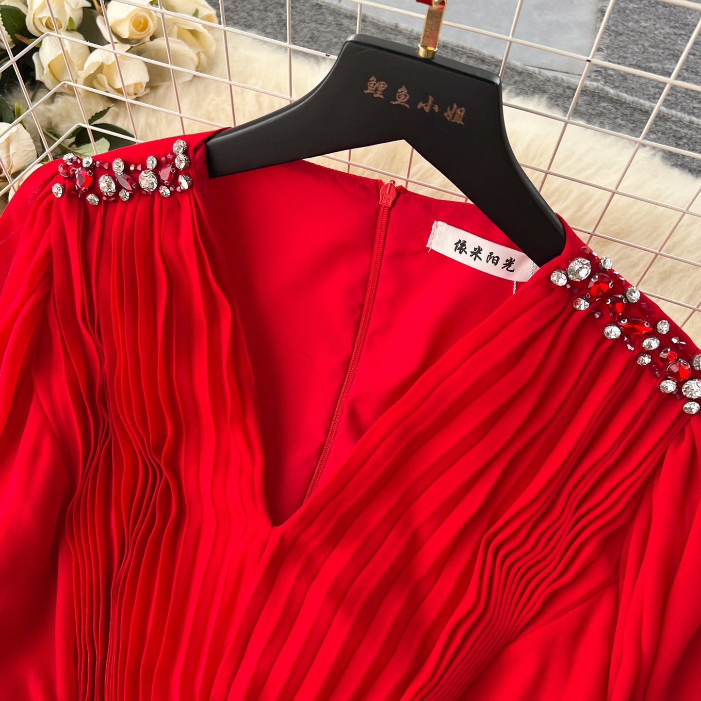 Glamour Sparkle Flare Sleeve Dress