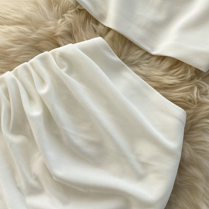 Sculpted Satin Vest & Asymmetric Wrap Skirt
