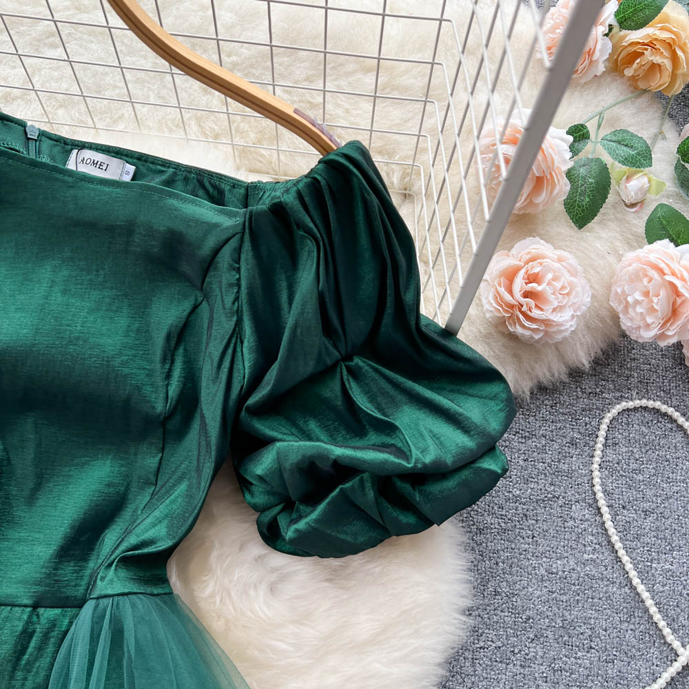Enchanted Puff-Sleeve Mesh Dress