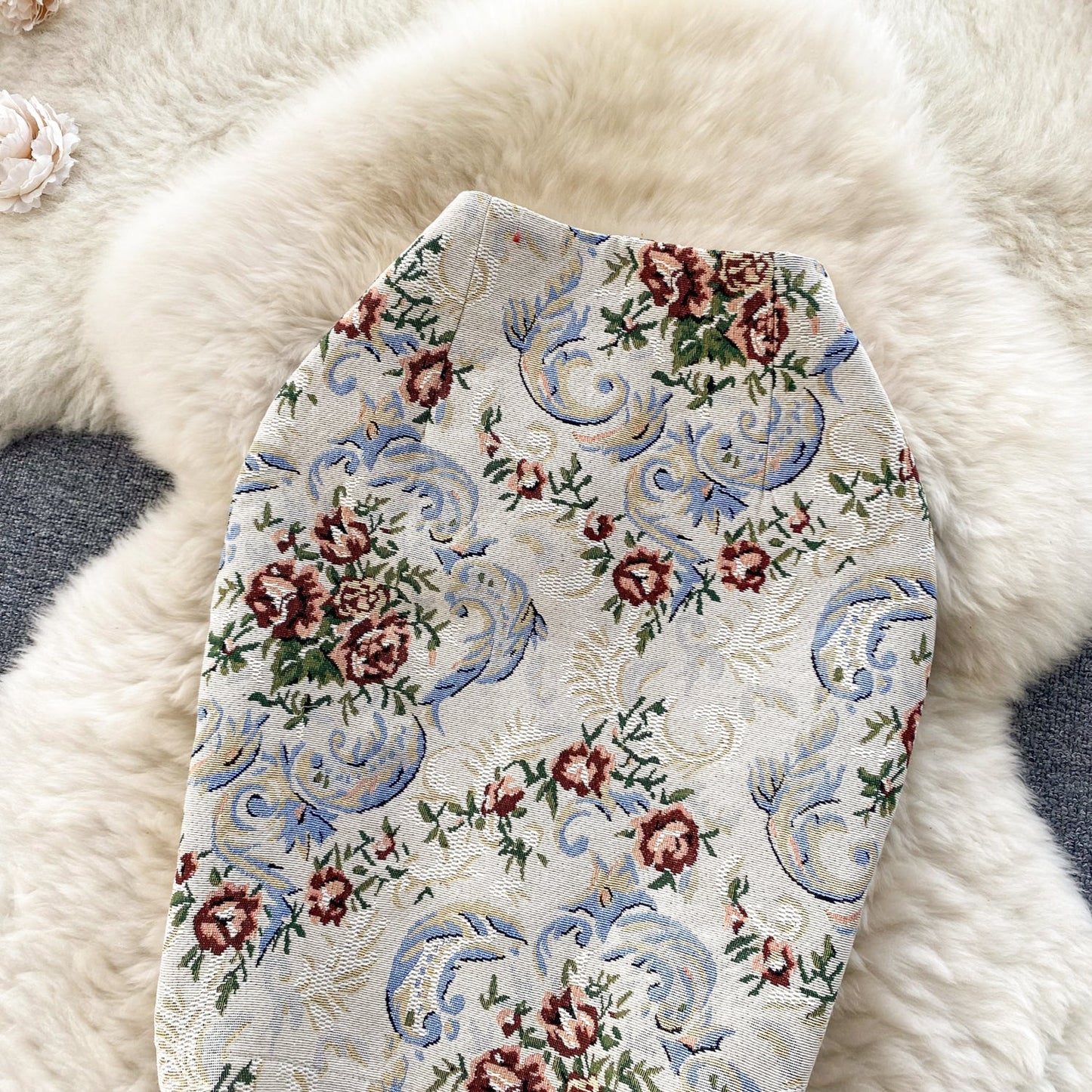 Baroque Bloom Jacquard A-Line Skirt