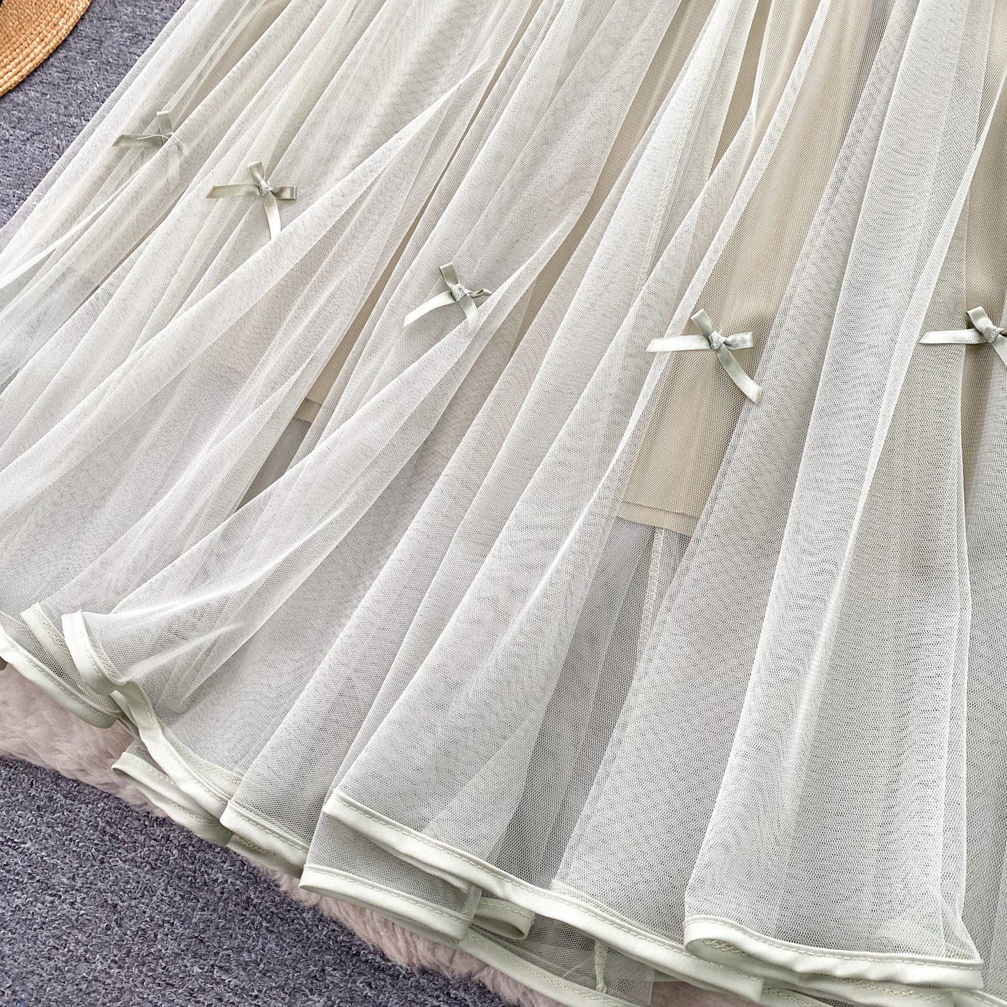 Ethereal Bow-Trimmed Tulle Skirt