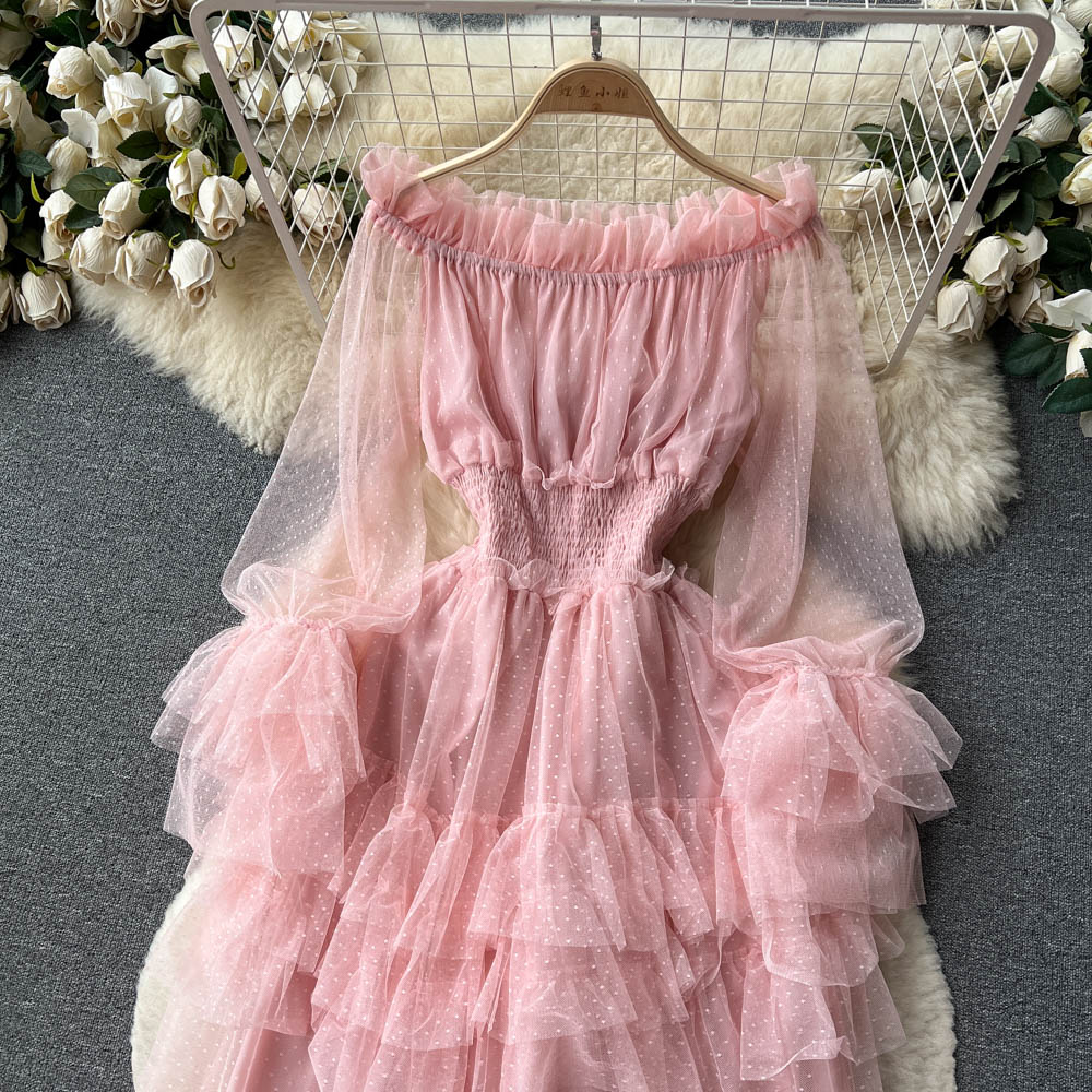 Ruffled Tulle Maxi Dress