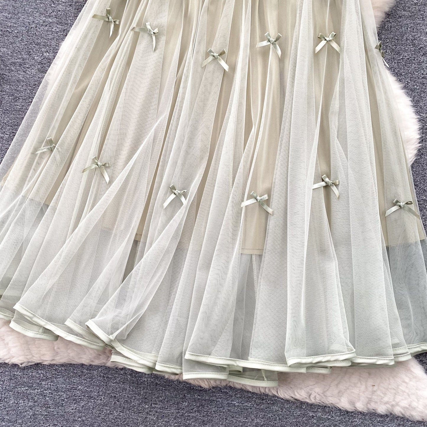 Ethereal Bow-Trimmed Tulle Skirt