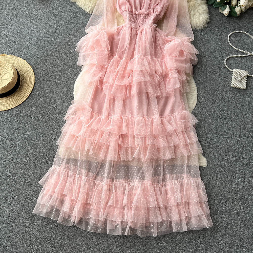 Ruffled Tulle Maxi Dress