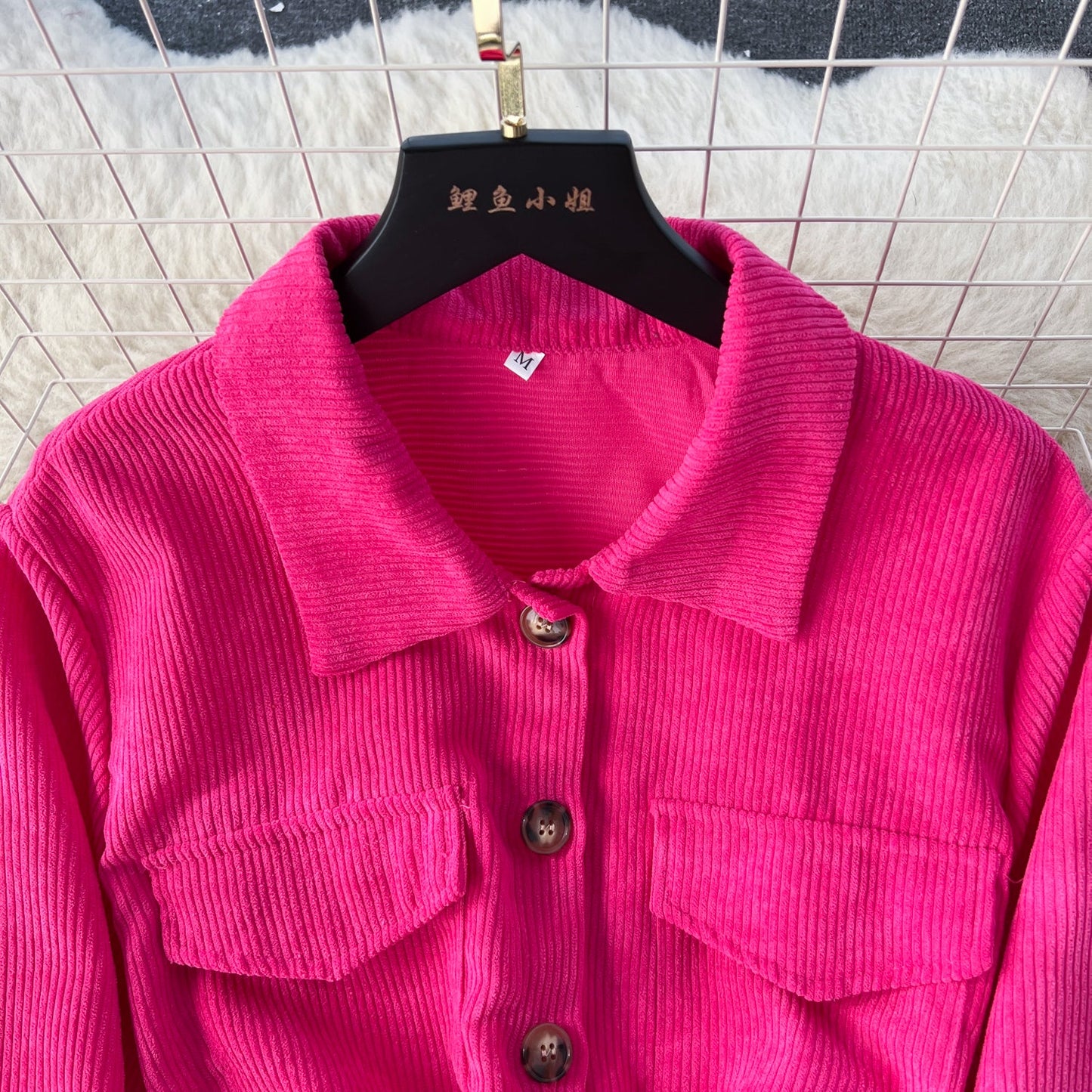 Contemporary Sleek Corduroy Shirt Dress