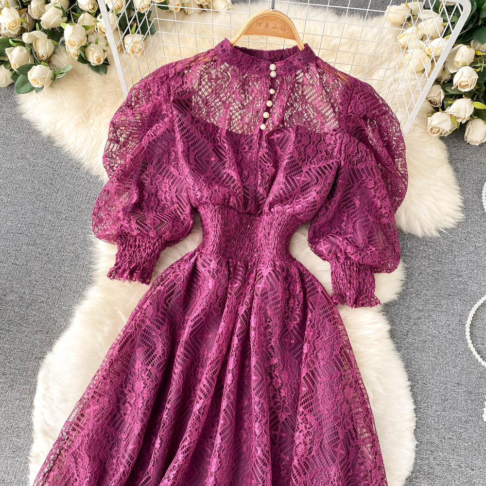 Women's Puff Sleeve French Style Dress