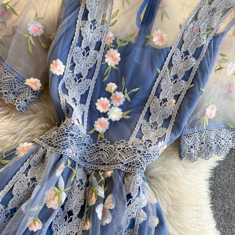 Floral Embroidered Maxi Summer Dress