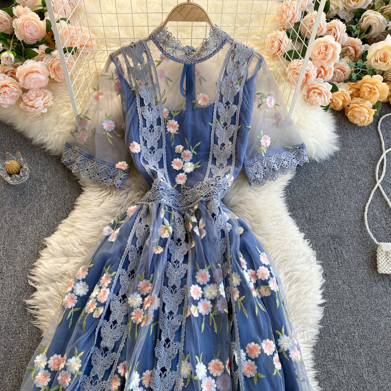 Floral Embroidered Maxi Summer Dress