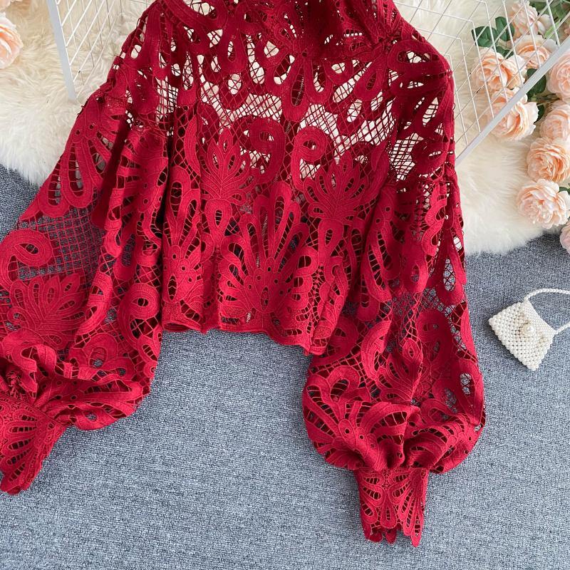 Autumn Whisper Floral Lace Blouse