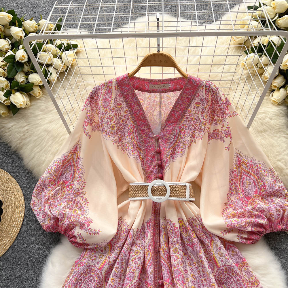 Ethnic Style Floral Dress