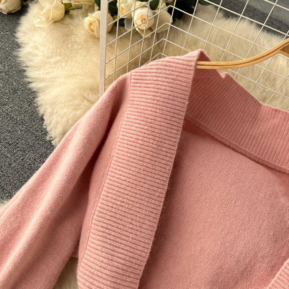 Halter Sweater Top & Cardigan 2Pcs