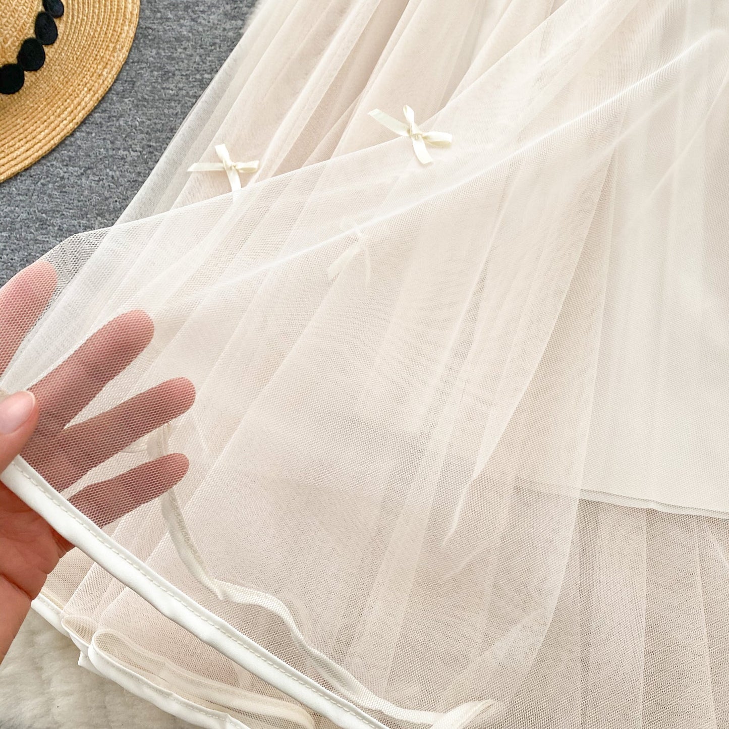 Ethereal Bow-Trimmed Tulle Skirt