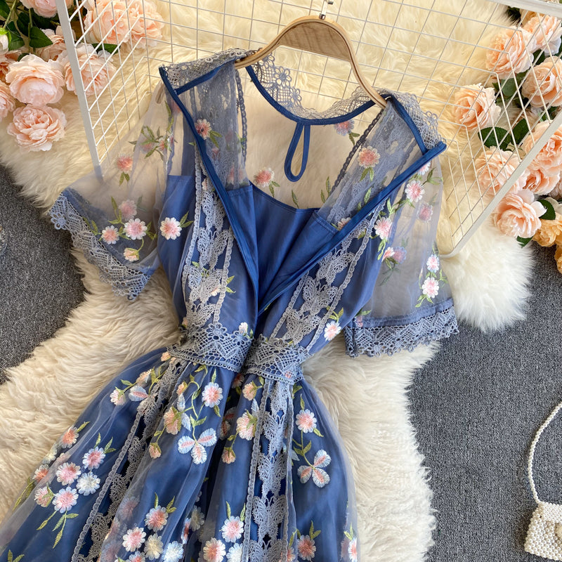 Floral Embroidered Maxi Summer Dress