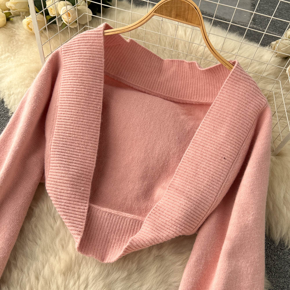 Halter Sweater Top & Cardigan 2Pcs