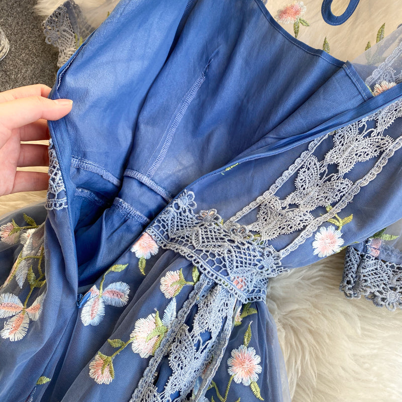 Floral Embroidered Maxi Summer Dress