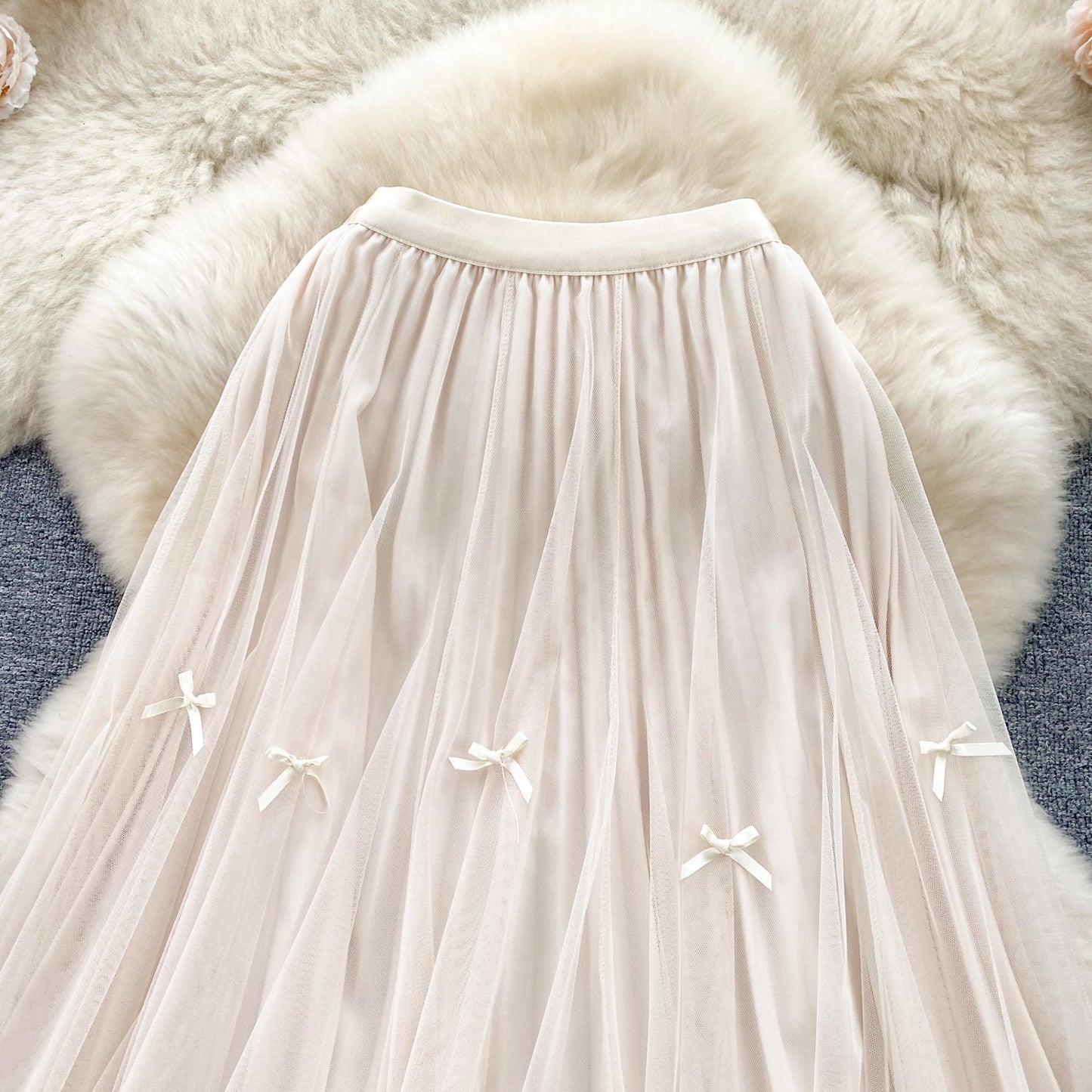 Ethereal Bow-Trimmed Tulle Skirt