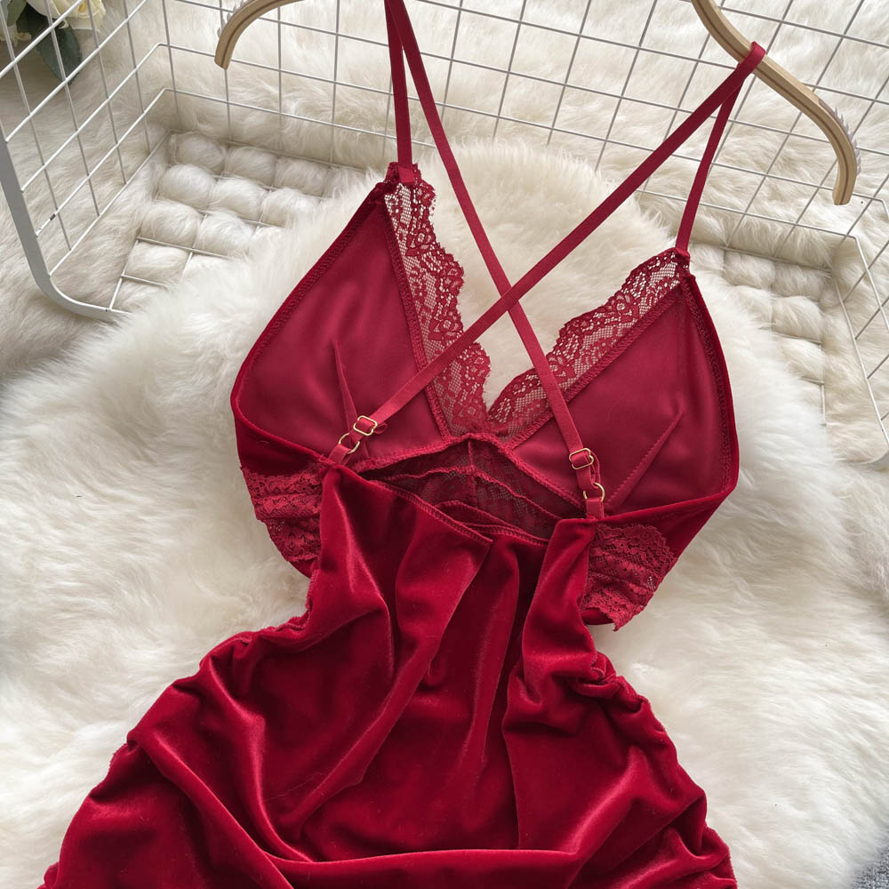 Velvet Whisper Lace Slip Dress