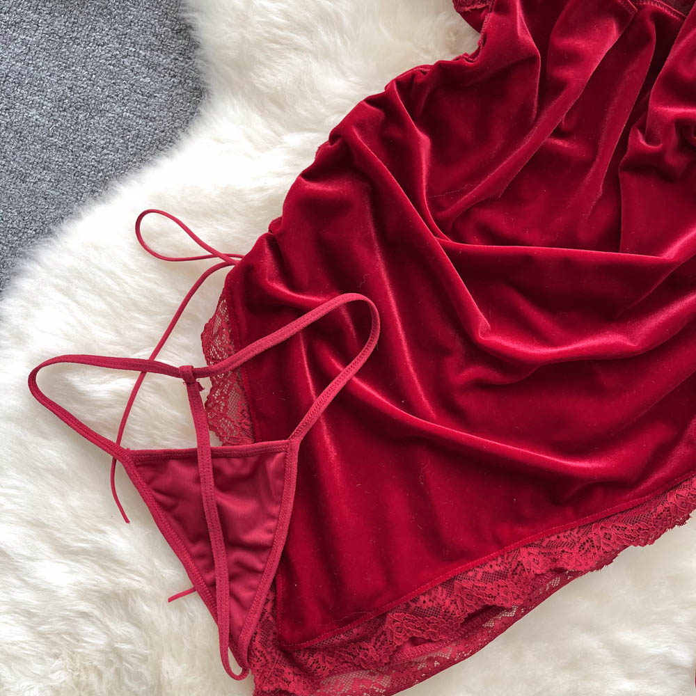 Velvet Whisper Lace Slip Dress
