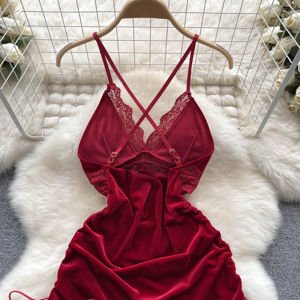 Velvet Whisper Lace Slip Dress