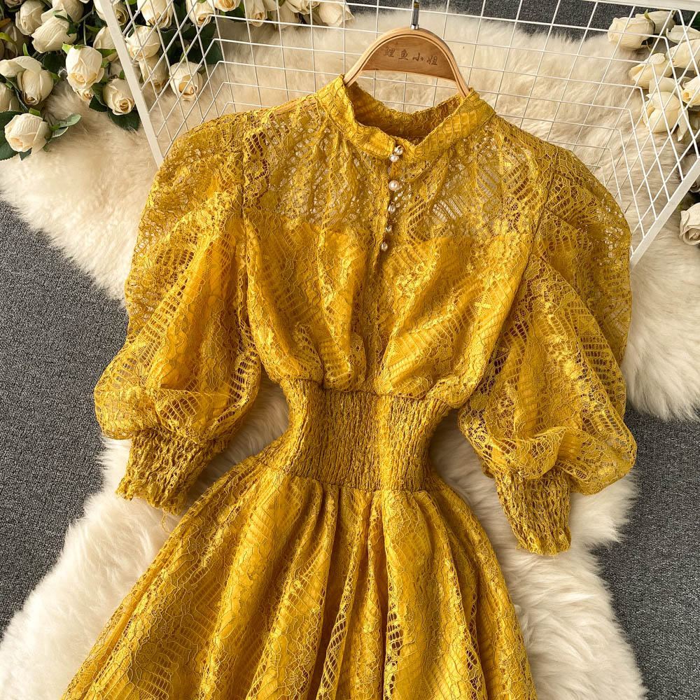 Women's Puff Sleeve French Style Dress