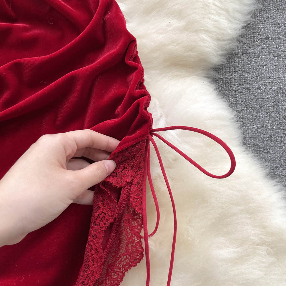 Velvet Whisper Lace Slip Dress