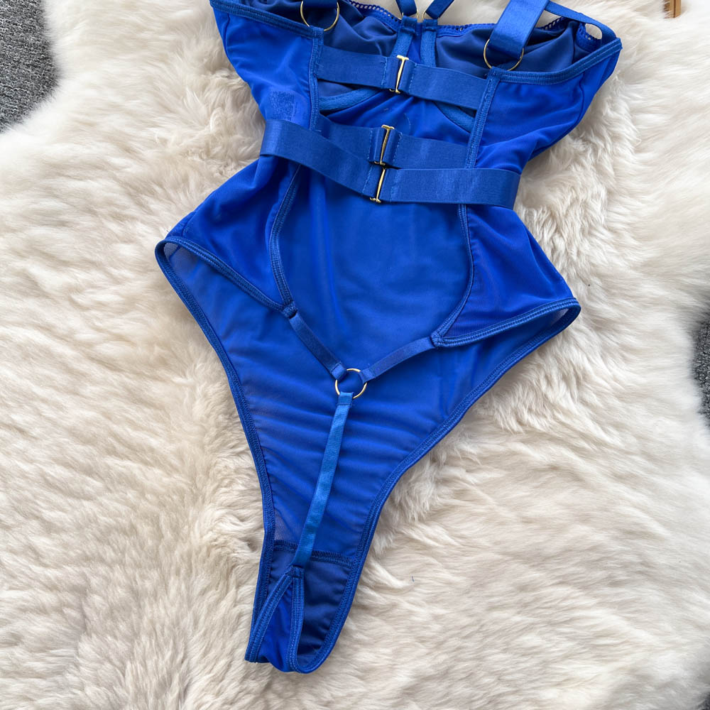 Sexy Lace-Up Mesh Bodysuit