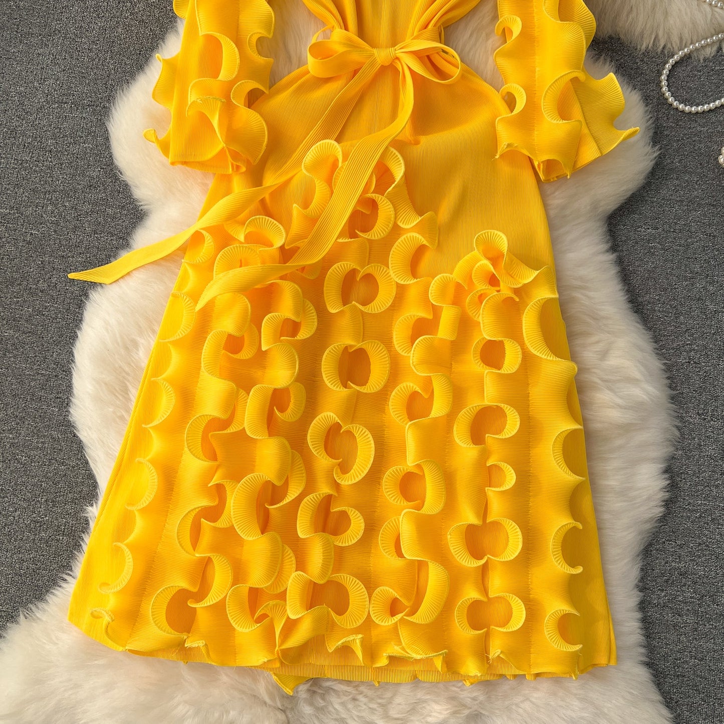 Dopamine Colors 3D Ruffled Dress