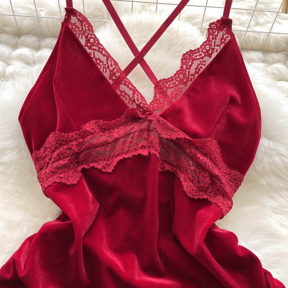 Velvet Whisper Lace Slip Dress