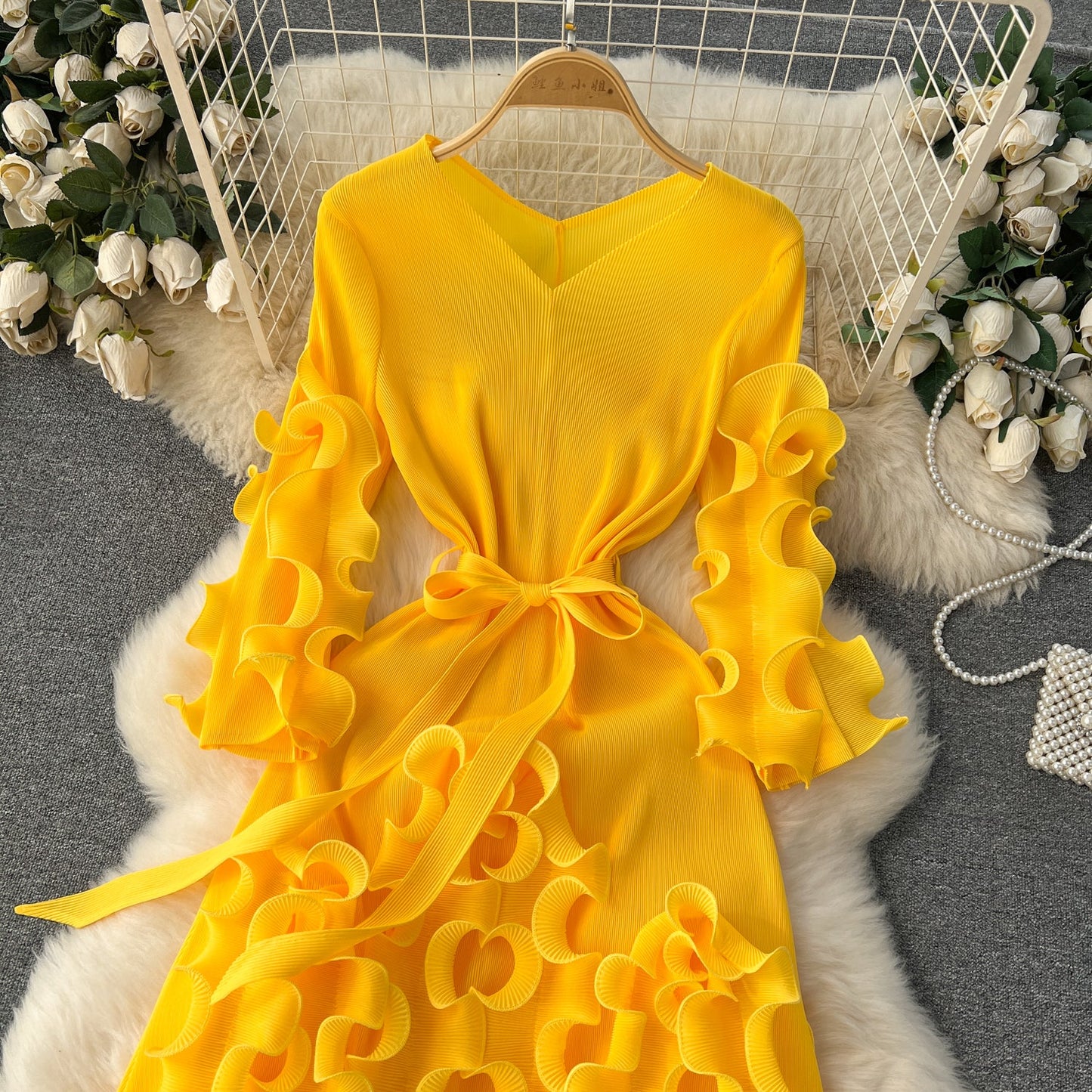 Dopamine Colors 3D Ruffled Dress