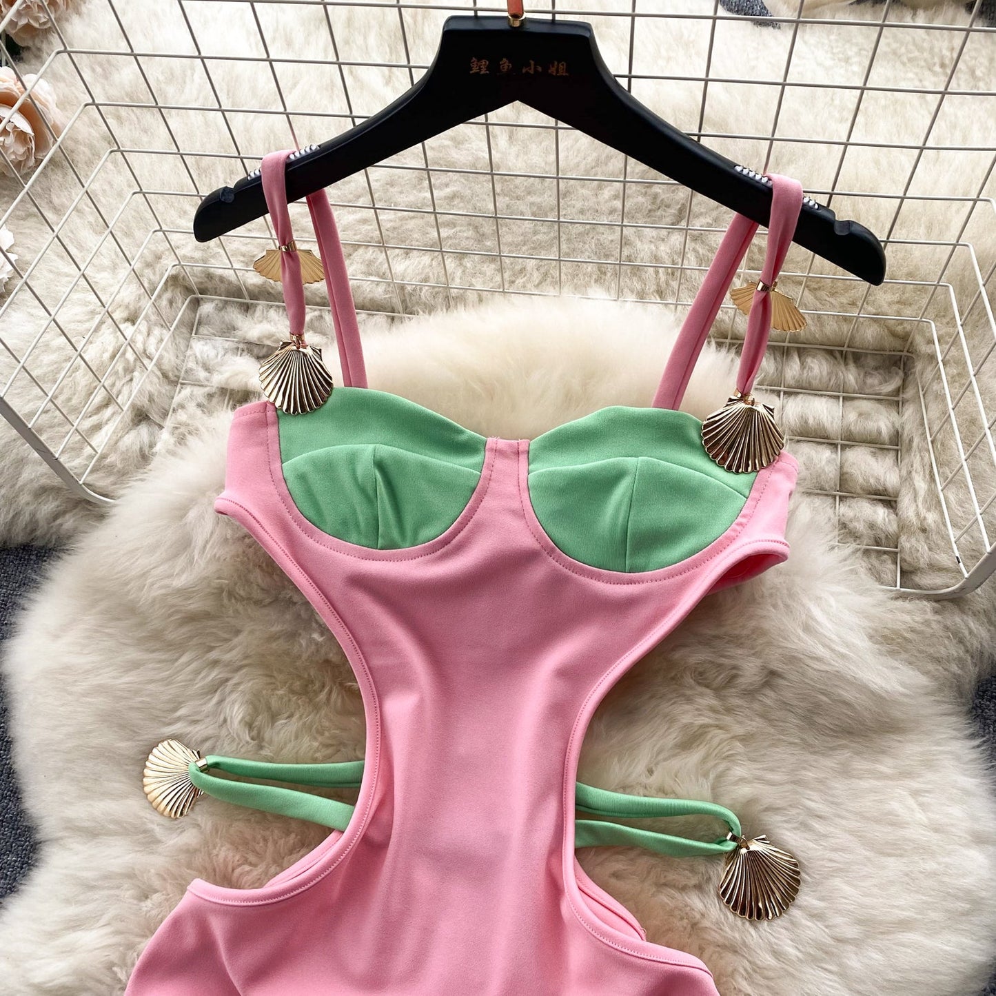 Cut-Out Color Block Slip Dress