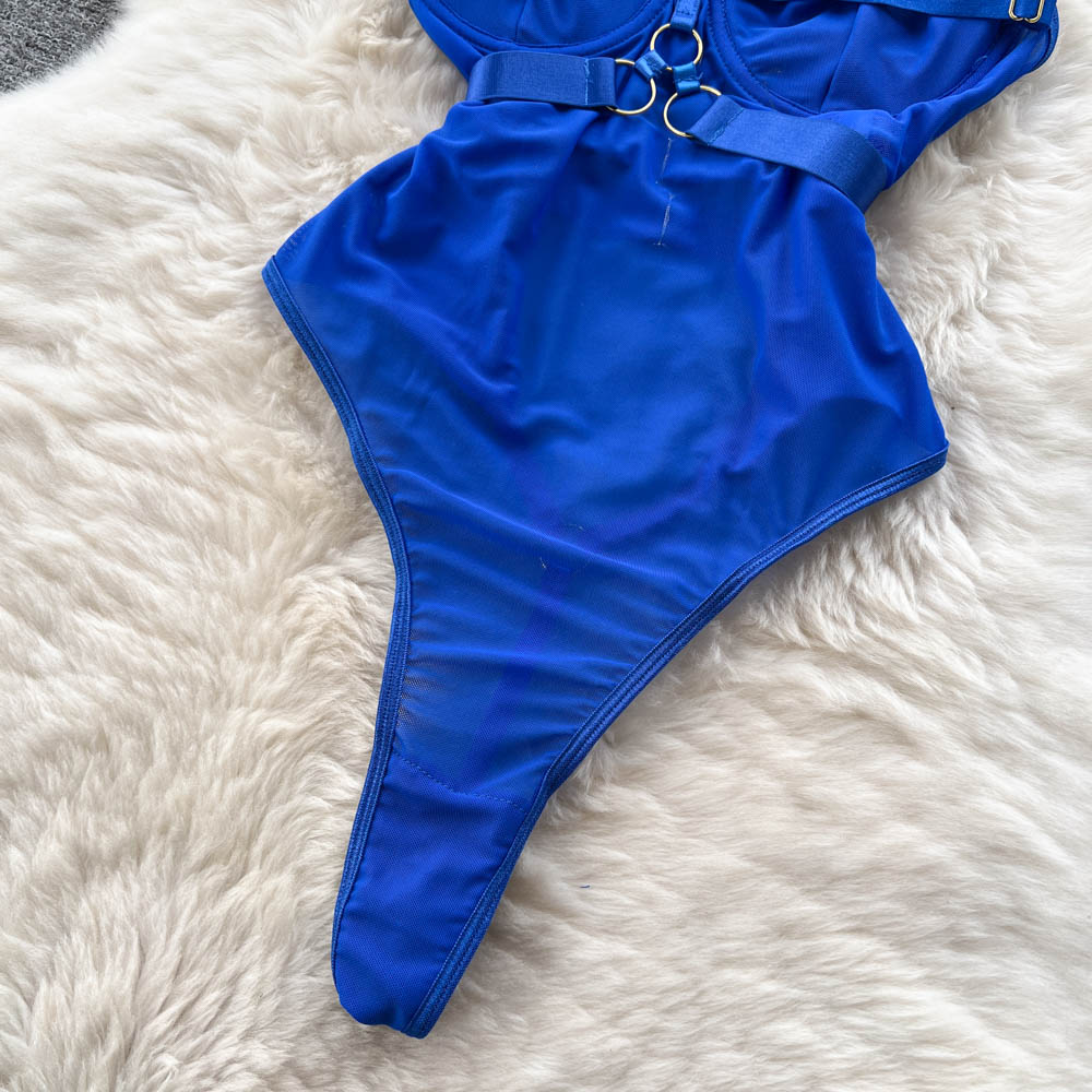 Sexy Lace-Up Mesh Bodysuit