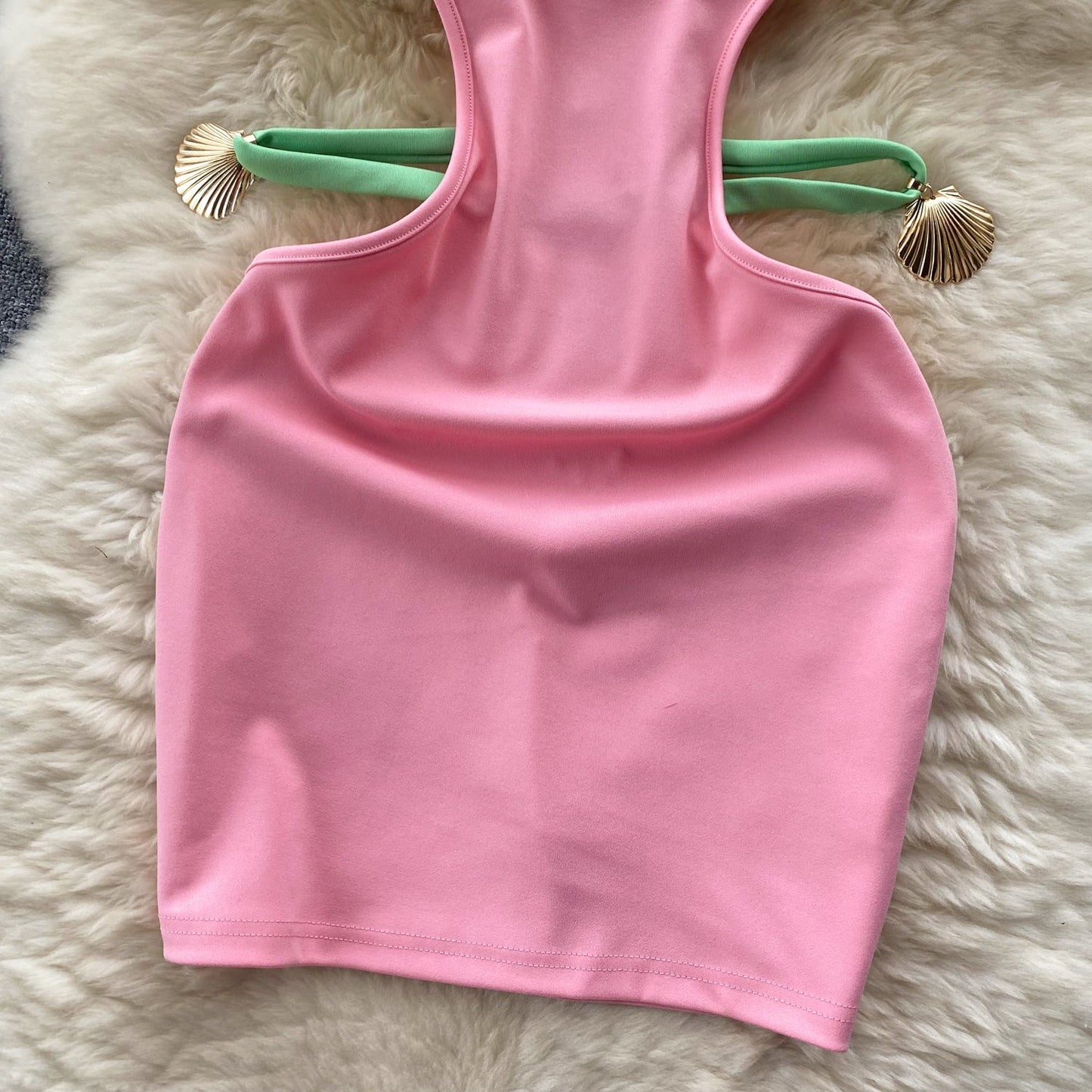 Cut-Out Color Block Slip Dress