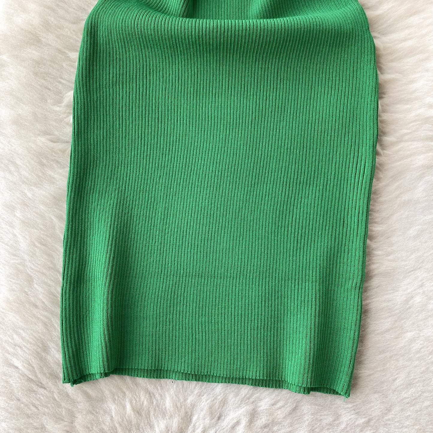 Open-Knit Semi-Turtleneck Bodycon Dress