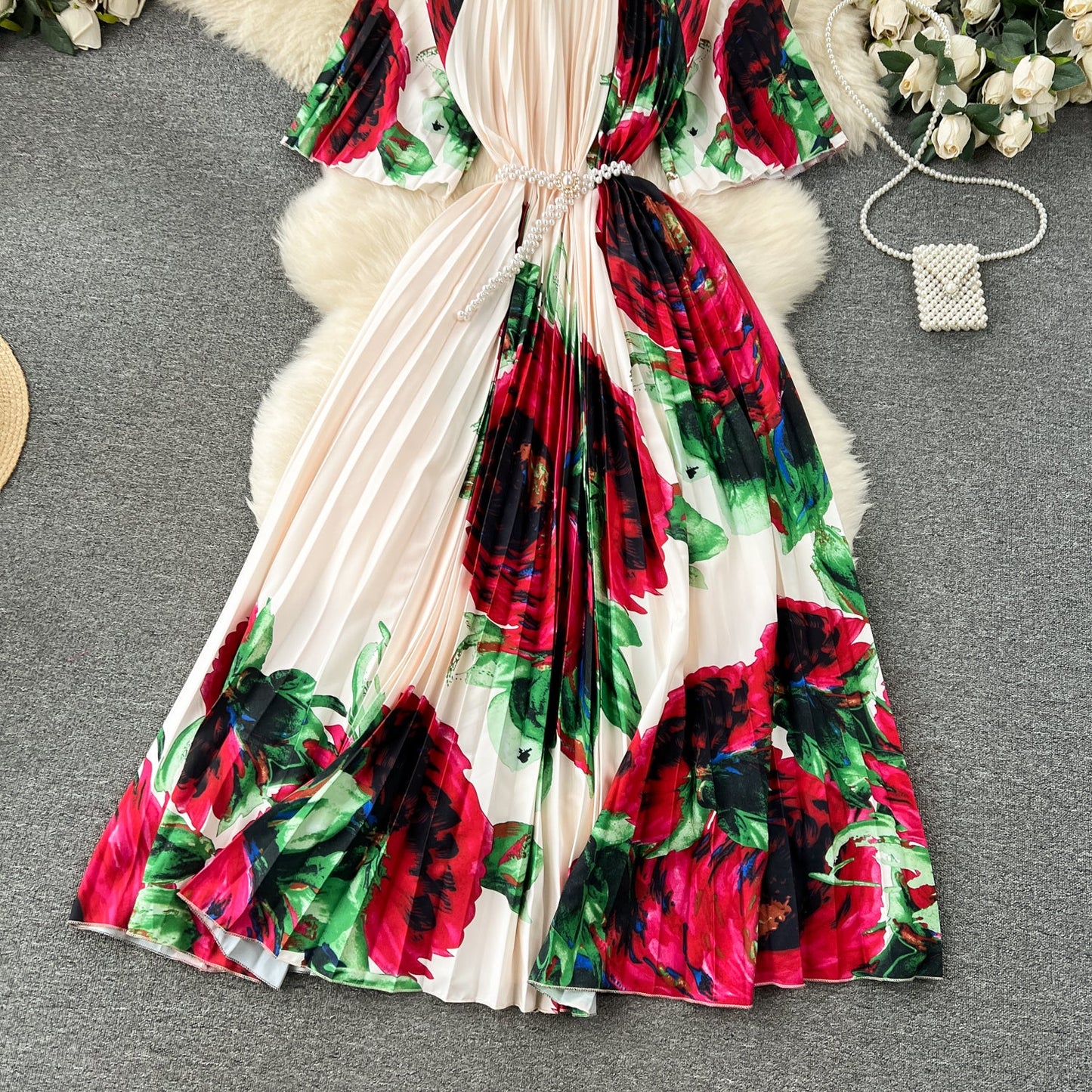 Elegant Floral Embroidered Beaded Dress