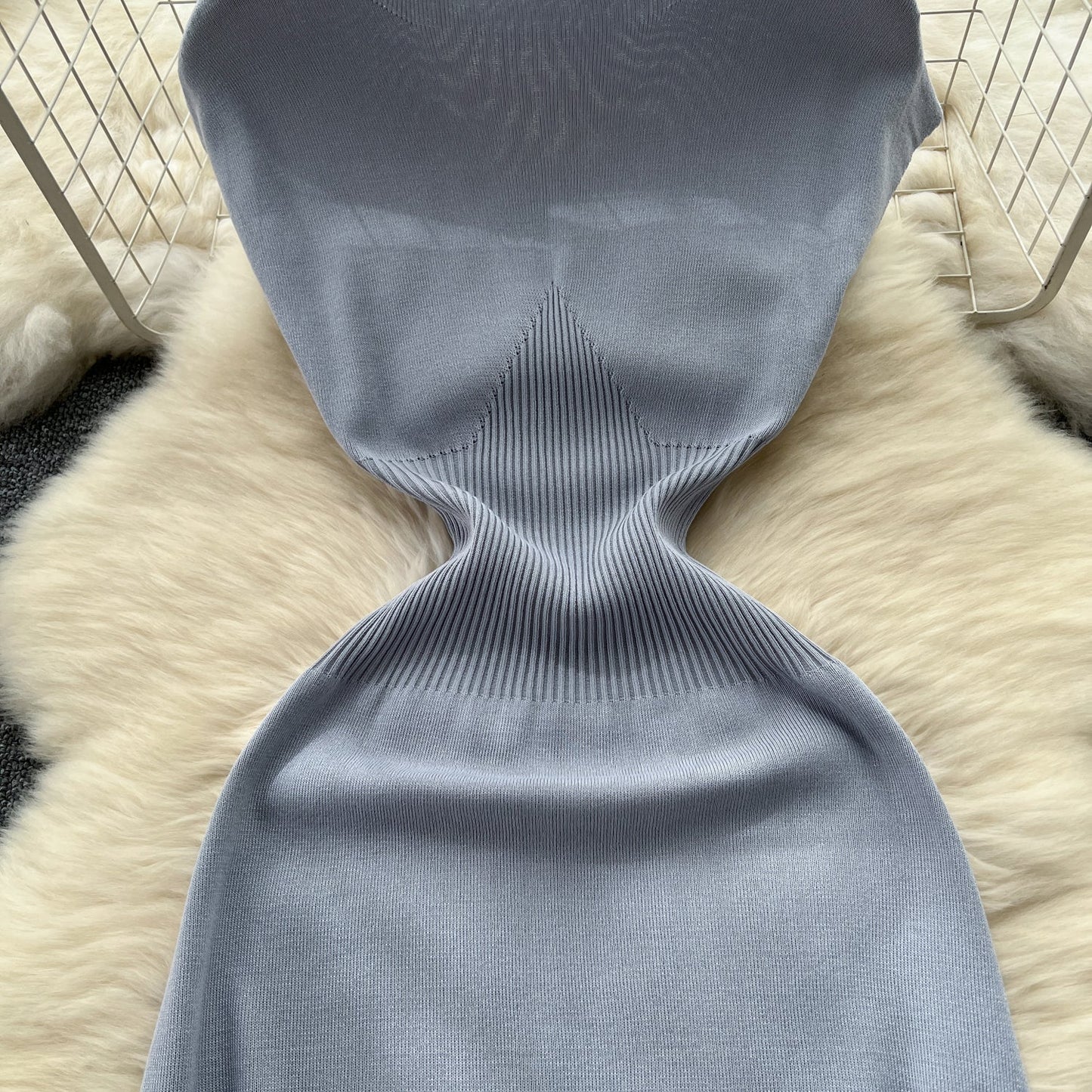 Vintage Cable-Knit Sleeveless Turtleneck Dress
