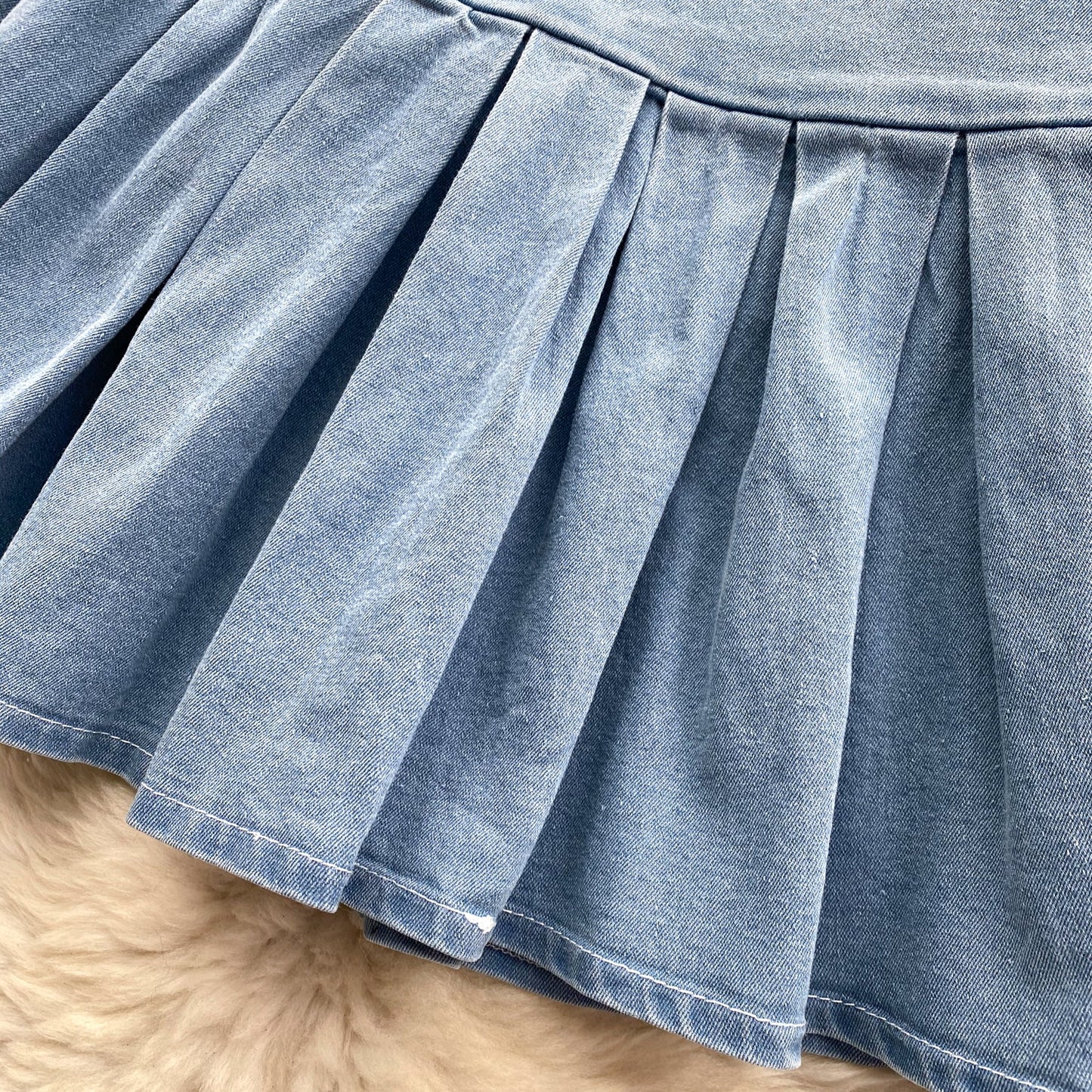 Denim Camisole & Pleated Skirt Set
