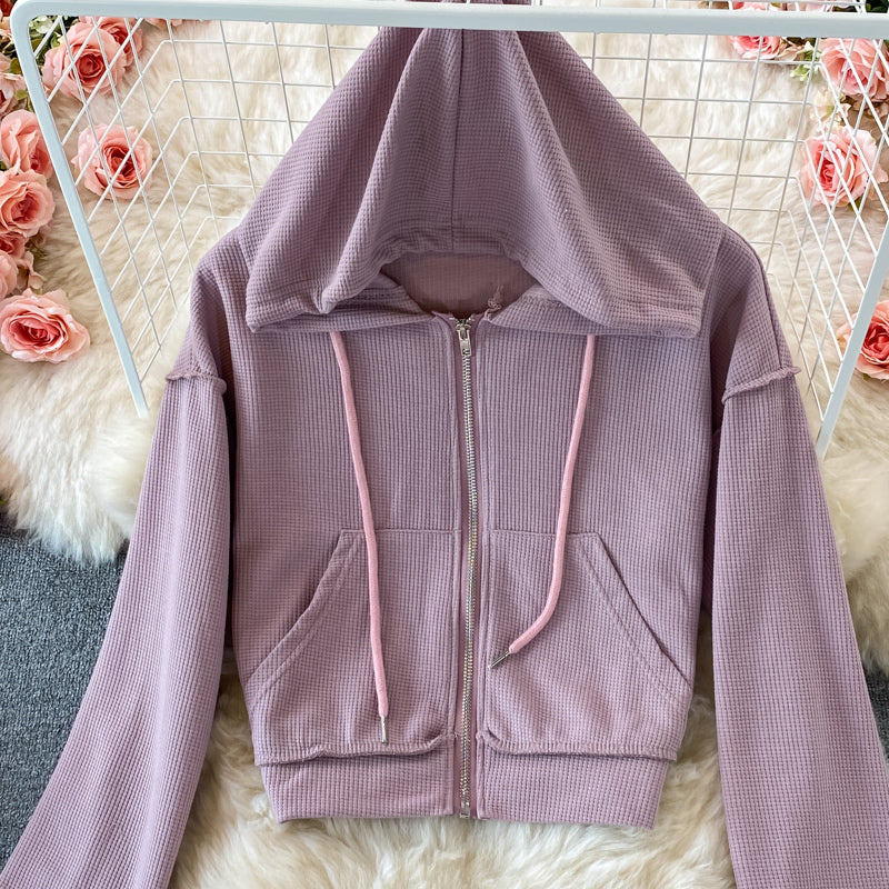 Cropped Zip Up Hoodie with Slip Dress