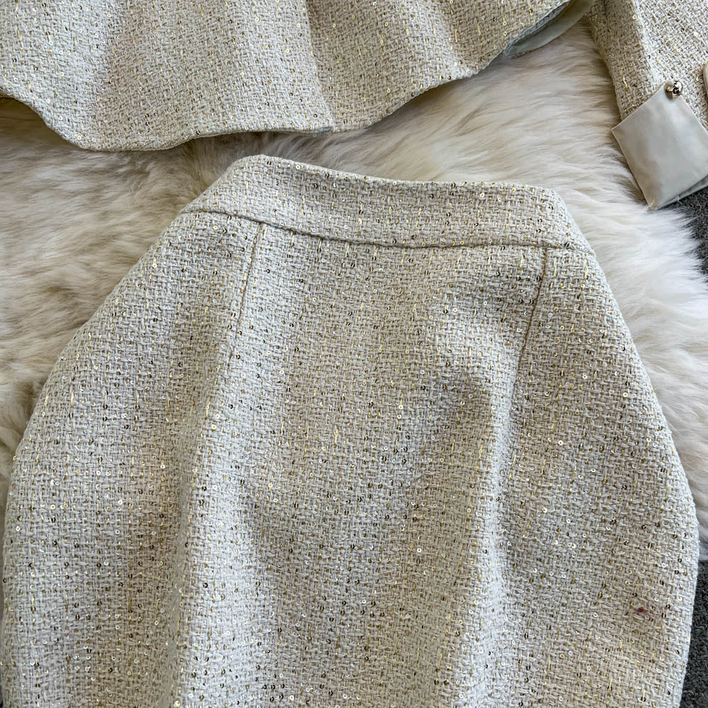 Classic Tweed Blazer & Pencil Skirt Set